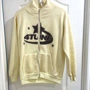 Cream Zip-Up Hoodie with Star Design